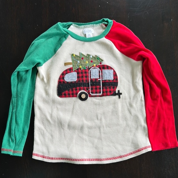 Mud Pie Festive Long Sleeve Tee Green Red - Picture 1 of 3